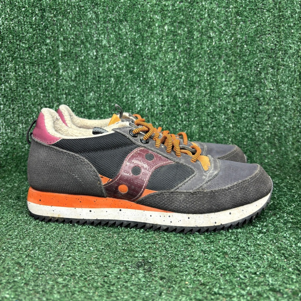 Saucony Jazz 81 Peak Fleece Lining Suede Outdoor Sneakers Gray Orange Women Sz 8